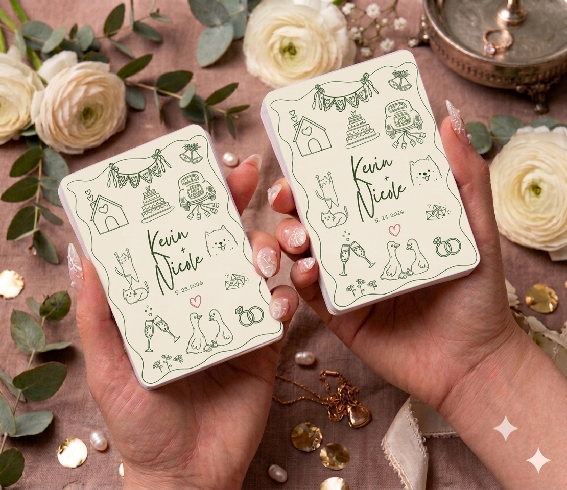 Custom Wedding Playing Cards - Personalized Bulk Favors (Sets of 5+)