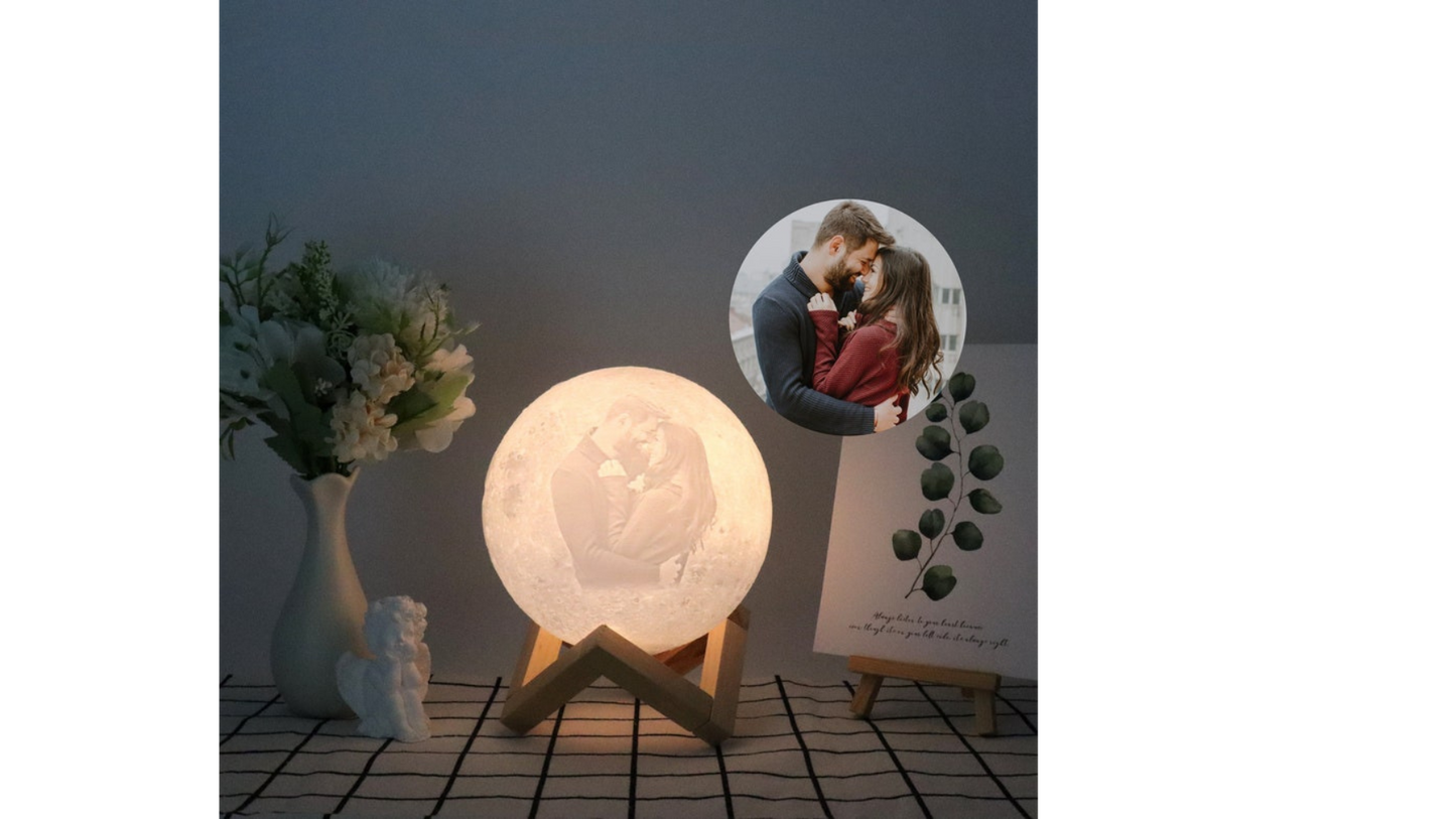 Personalized 3D Photo Printed Lunar Night Moon Lamp