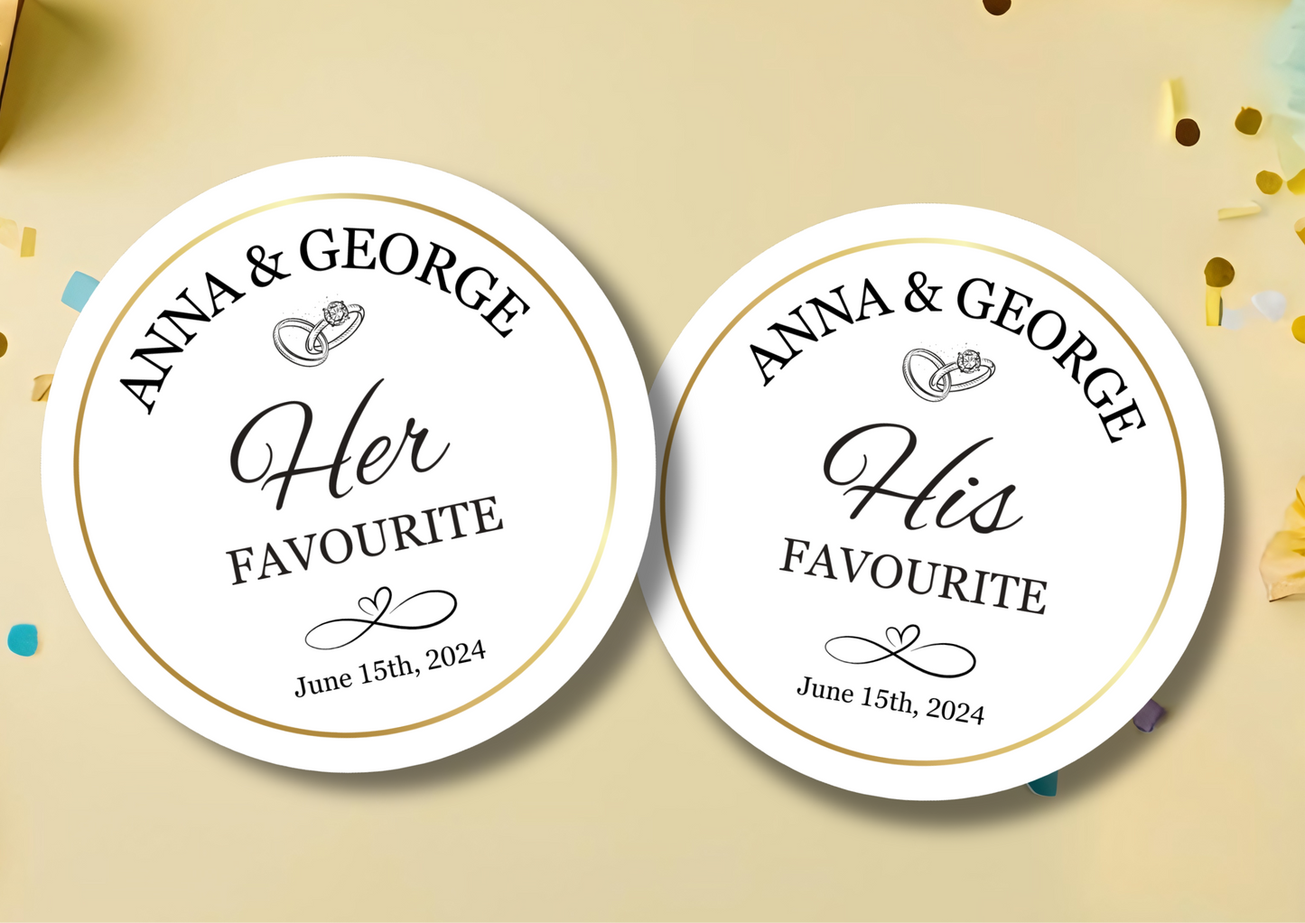 His and Her Favorite Custom Stickers | Wedding Candy Personalized Favors | Favor Stickers