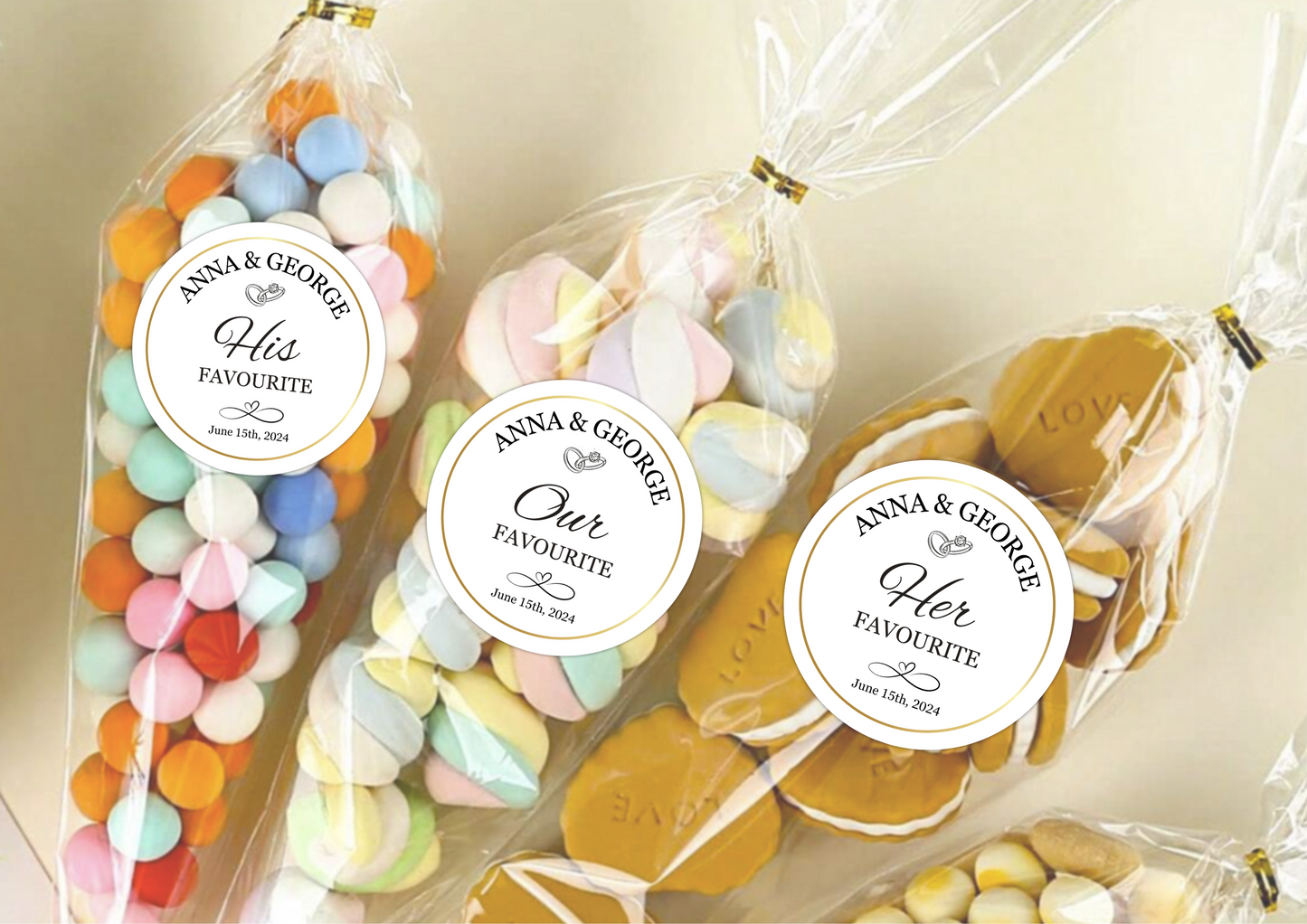 His and Her Favorite Custom Stickers | Wedding Candy Personalized Favors | Favor Stickers