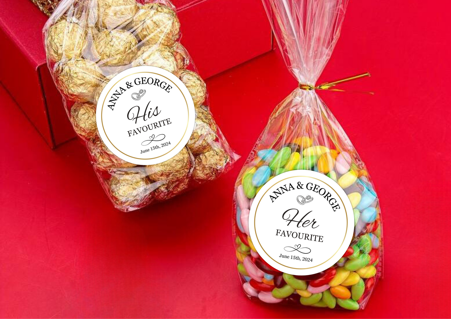 His and Her Favorite Custom Stickers | Wedding Candy Personalized Favors | Favor Stickers