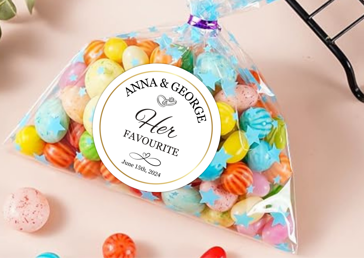 His and Her Favorite Custom Stickers | Wedding Candy Personalized Favors | Favor Stickers