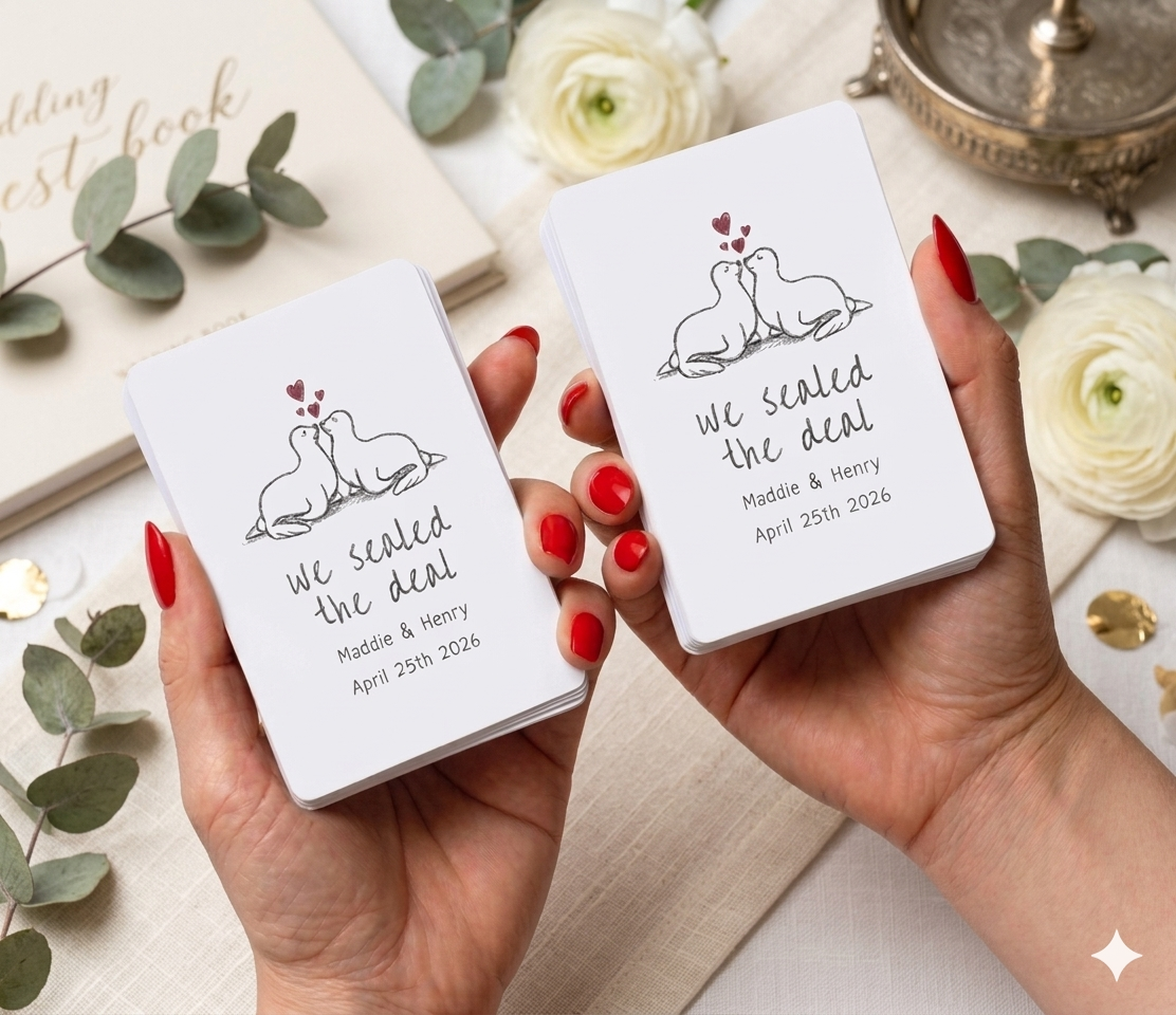 Custom Wedding Playing Cards - Personalized Bulk Favors (Sets of 5+)