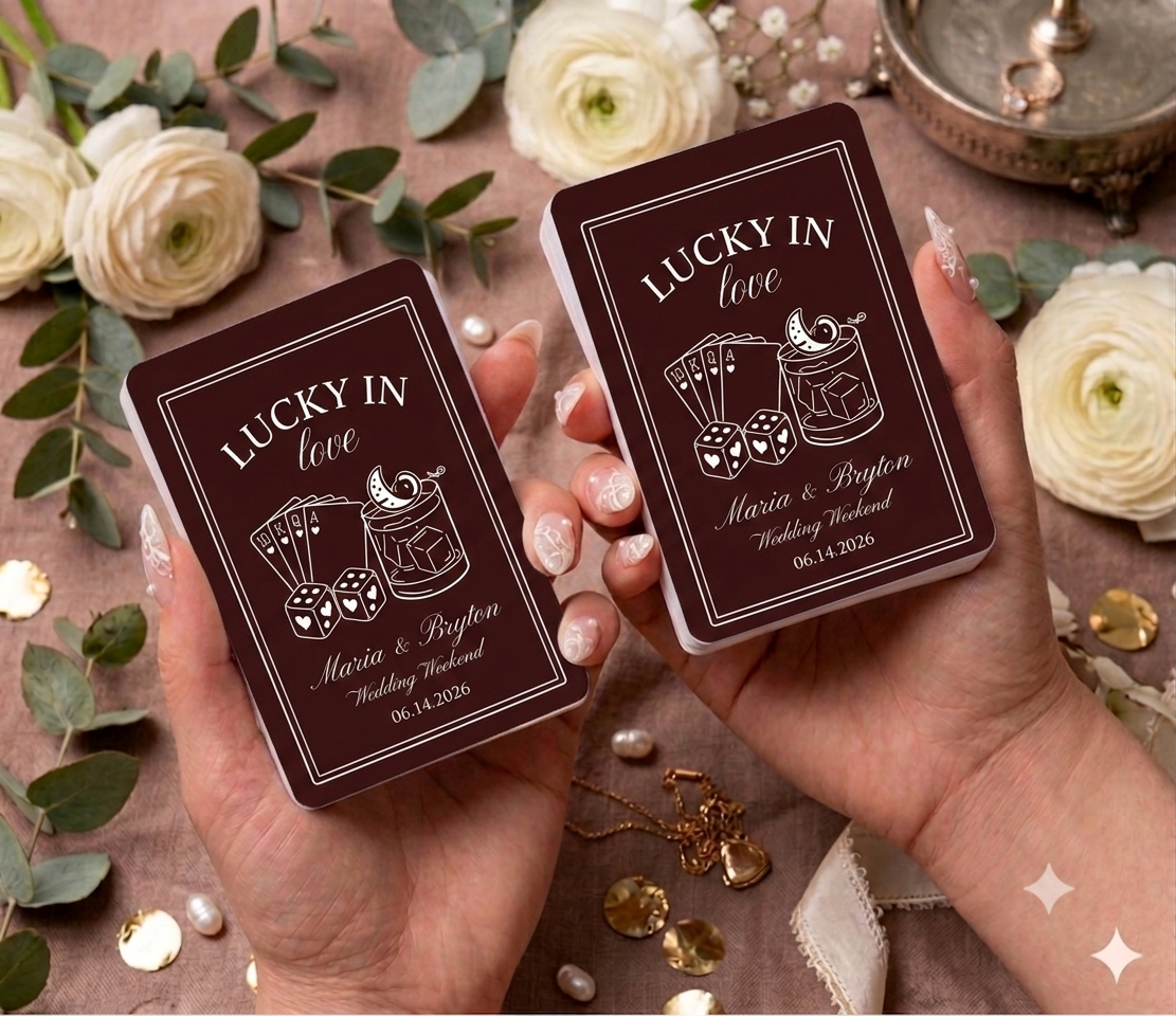 Custom Wedding Playing Cards - Personalized Bulk Favors (Sets of 5+)